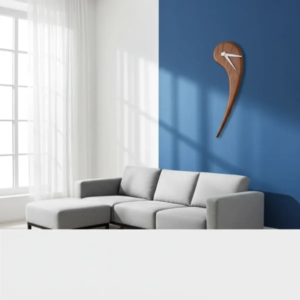 Handcrafted acacia wood wall clock with natural grain finish