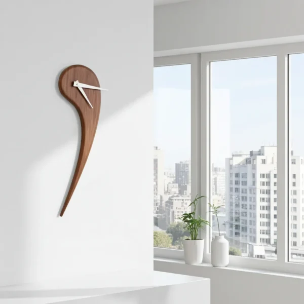 Modern acacia wooden wall clock for living room decor
