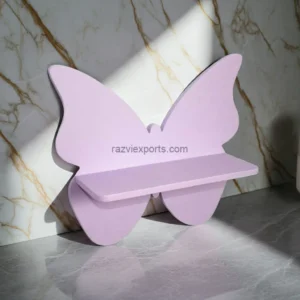 Stylish butterfly design wall shelf made from solid wood