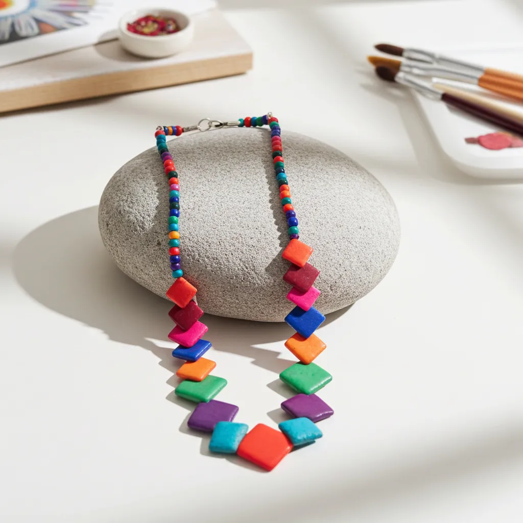 Handmade Multi-Color Bone Necklace 33 cm by Razvi Exports 3 Custom Bone Jewelry Manufacturer in India Razvi Exports