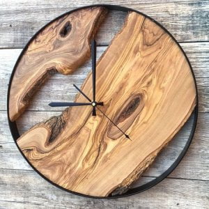 Wood and resin wall watch