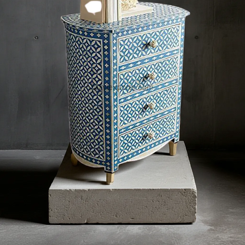 Handmade Eye Pattern Bone Inlay Chest of Drawers by Razvi Exports 3 Floral Bone inlay chest of drawers manufacturing