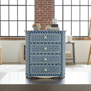 Handmade Eye Pattern Bone Inlay Chest of Drawers by Razvi Exports 6 custom bone inlay chest of drawers manufacturer in india