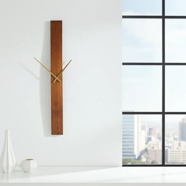 Handcrafted wooden striped wall clock with natural wood pattern