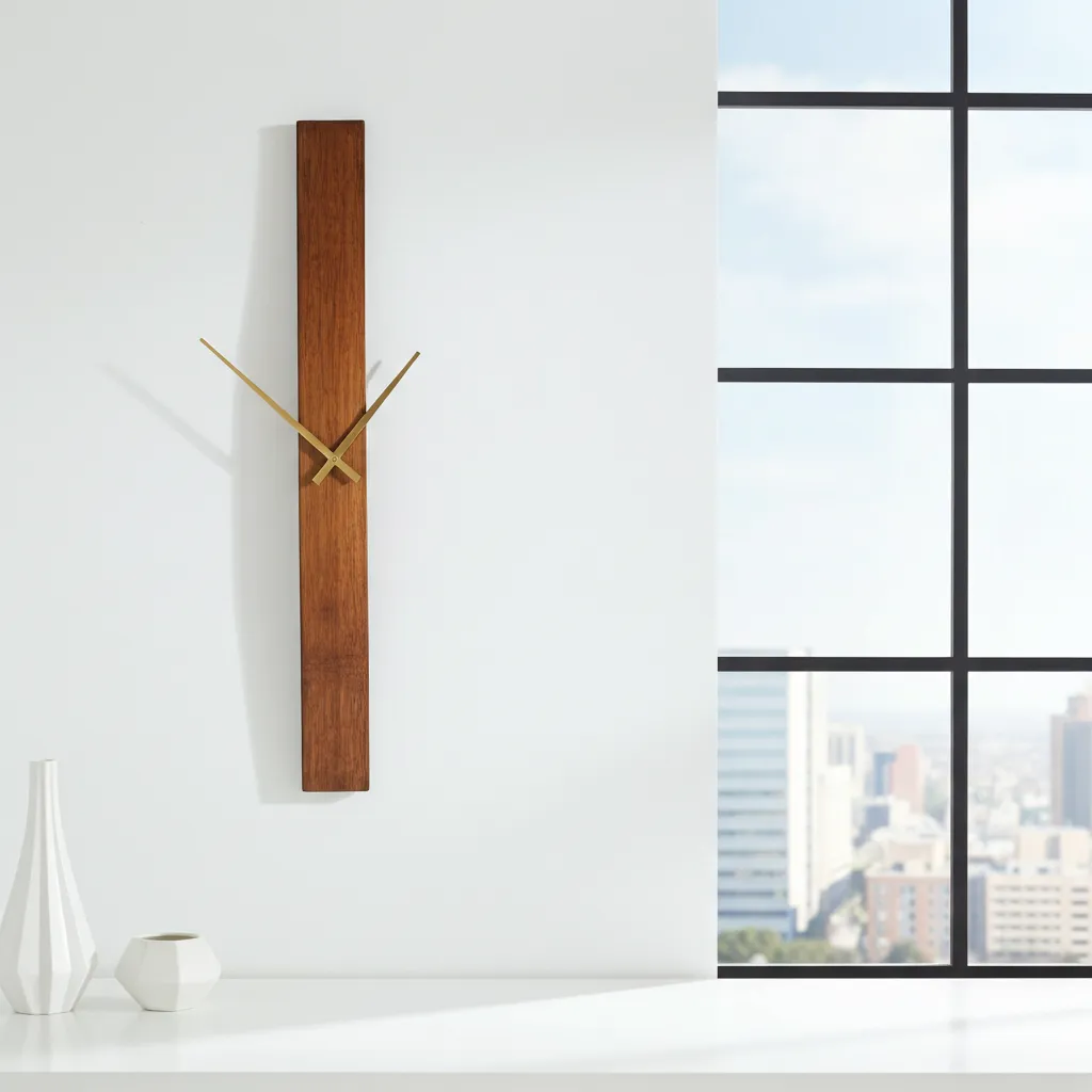 Wooden Striped Wall Clock - 20x2.5 Inches Handmade Designer Wall Clock 1 Handcrafted wooden striped wall clock with natural wood pattern