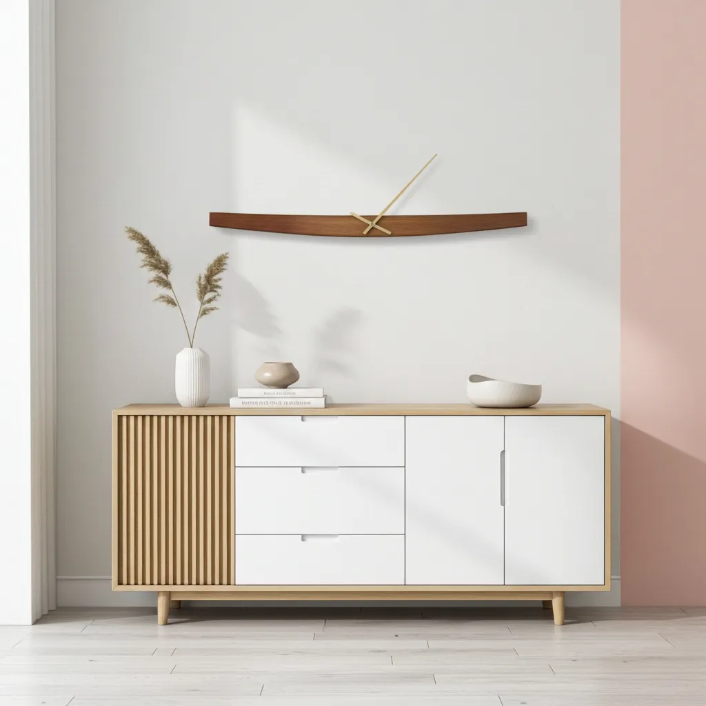 Wooden Striped Wall Clock - 20x2.5 Inches Handmade Designer Wall Clock 2 Stylish wooden wall clock featuring elegant stripe design handmade in India