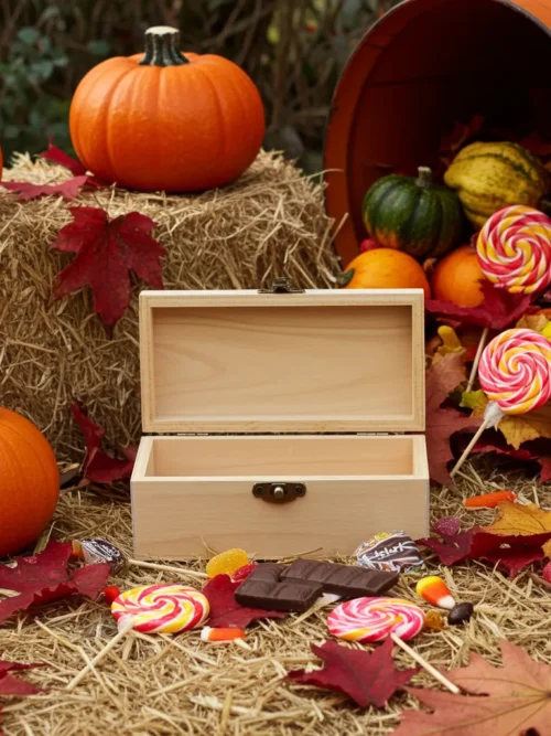 Wooden Jewellery Box with Lid – 10x10x3″ Pine Wood Handmade Box