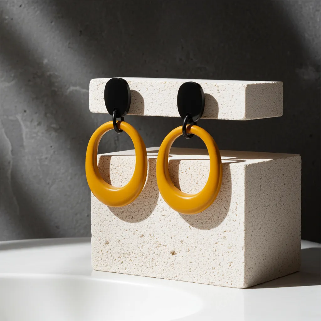 Brown and Black Oval Resin Earrings 1 Brown and Black Oval Resin Earrings – Handmade Elegance for Global Buyers