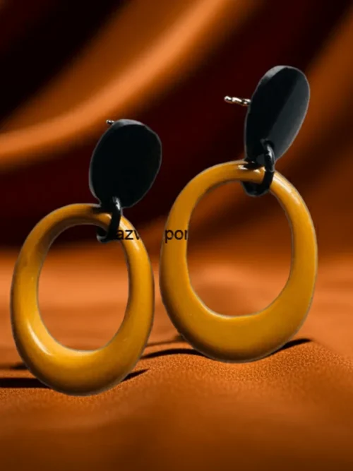 Brown and Black Oval Resin Earrings