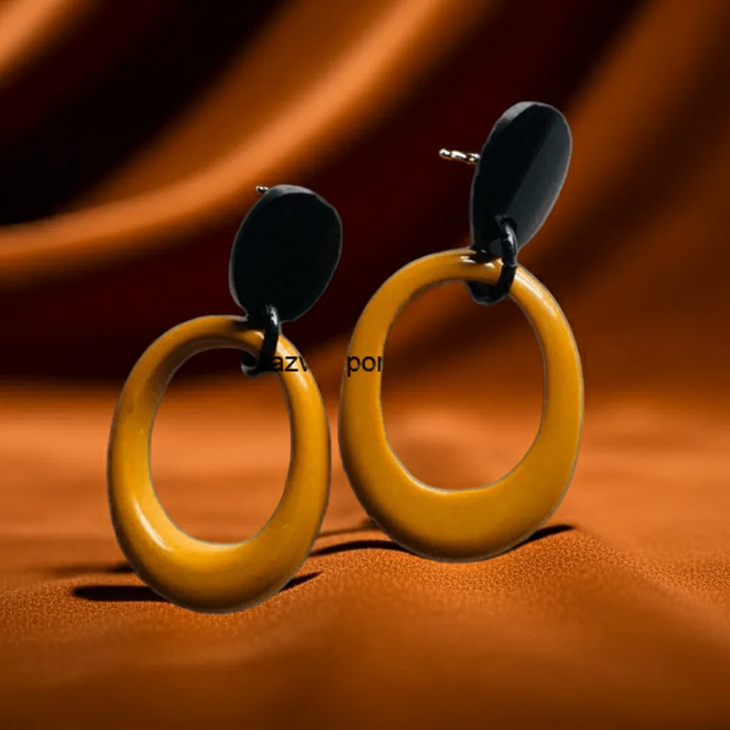 Brown and Black Oval Resin Earrings 2 Handmade Brown and Black Resin Earrings by Razvi Exports