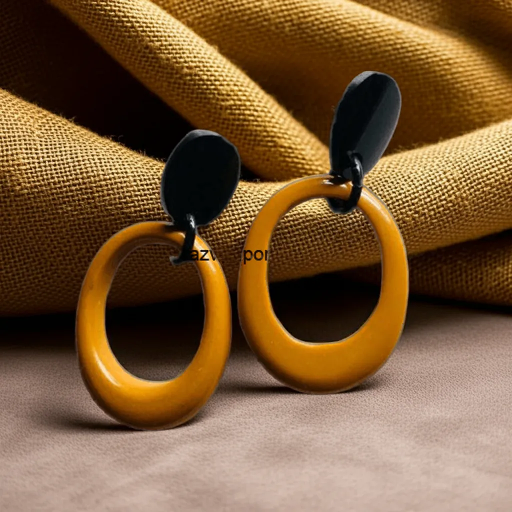 Brown and Black Oval Resin Earrings 4 resin earring manufacturer in india-Razvi Exports