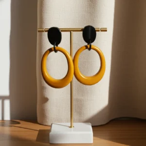 Brown and Black Oval Resin Earrings 8 Handmade earring for b2b businesses manufacturer