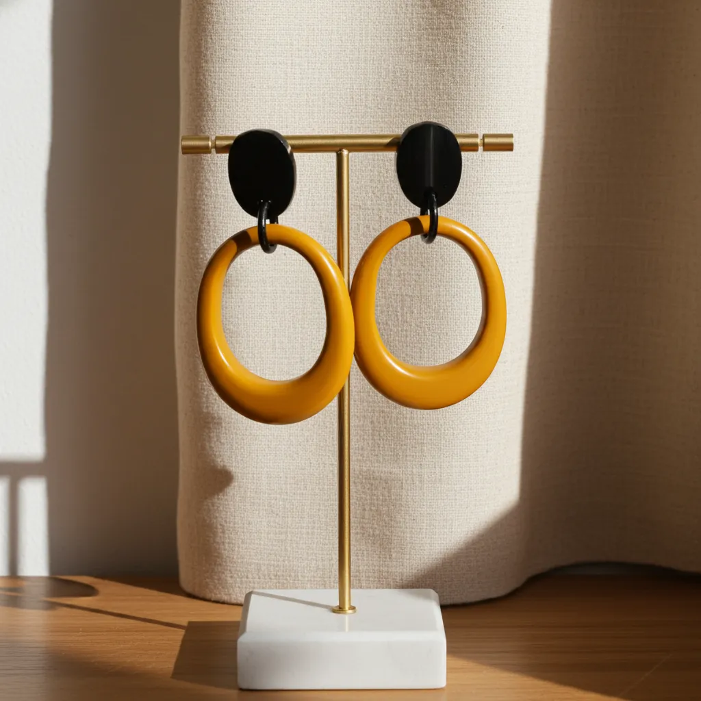 Brown and Black Oval Resin Earrings 5 Handmade earring for b2b businesses manufacturer