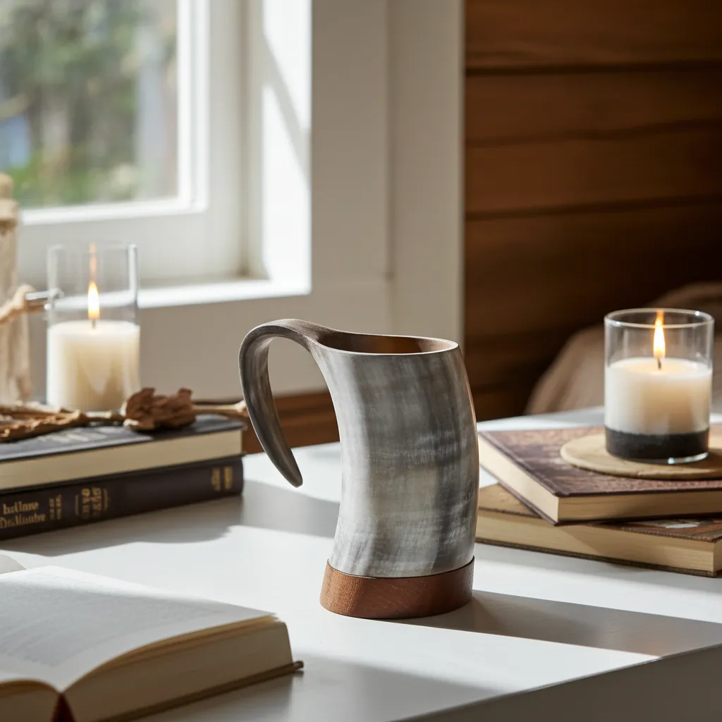 Authentic Viking horn mug for beer and mead drinking