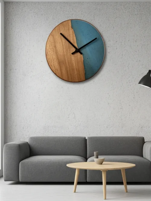 Wood and Resin Wall Watch 20×20″ – Handmade Epoxy & Wood Wall Clock by Razvi Exports