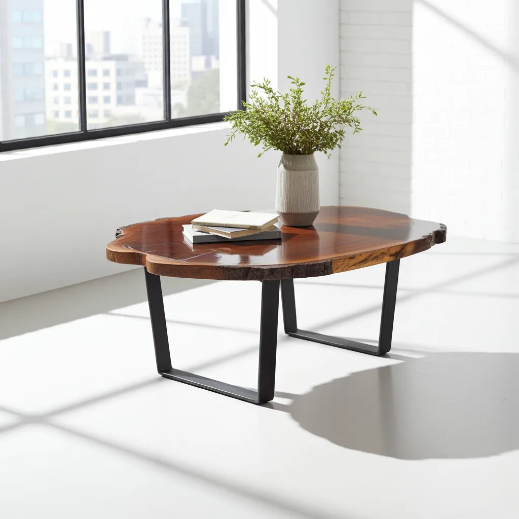 Luxury epoxy resin table made from natural acacia wood