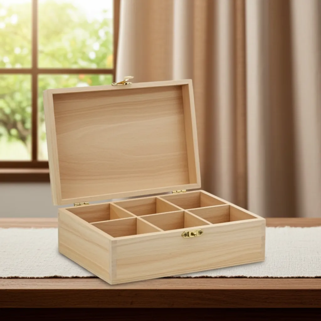 Luxury wooden jewelry storage box with brass inlay detailing