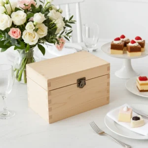 Solid wood storage box with lid for decor and utility use