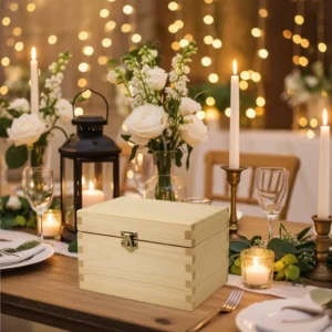 Rustic handmade wooden storage box for crafts and accessories