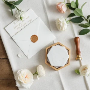 Polished round white marble coaster set with holder for kitchen and office use