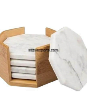 Beautiful White Marble Coasters Set with Holder | B2B Wholesale