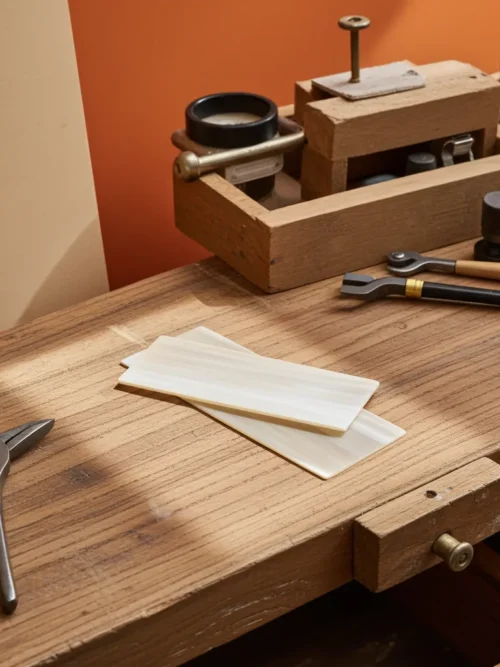 Buffalo White Horn Plate – Pure Blonde Finish, 160×60 mm