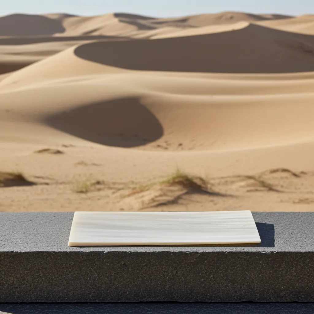 Rectangular 160x60 mm white buffalo horn plate handmade by Indian artisans