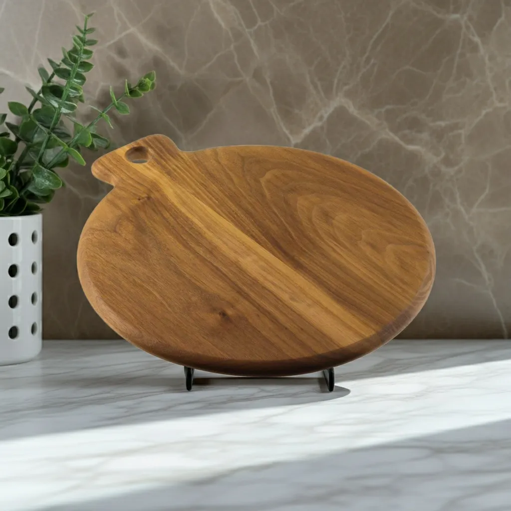 Acacia wooden chopping block 14x12 with natural wood grain