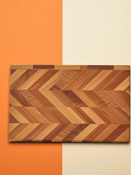 End Grain Acacia Wood Cutting Board 14x10 Chevron Pattern