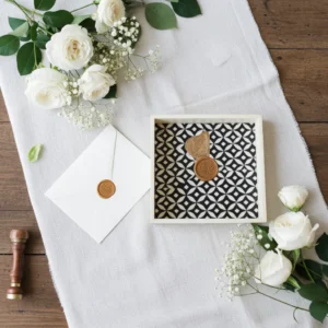 Floral leaf design bone inlay leaf motif tray