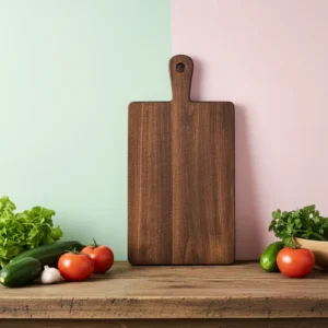 Premium walnut wood serving and chopping board with handle