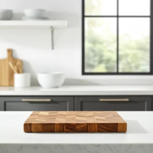 Rectangular 14x10 end grain cutting board made from acacia wood