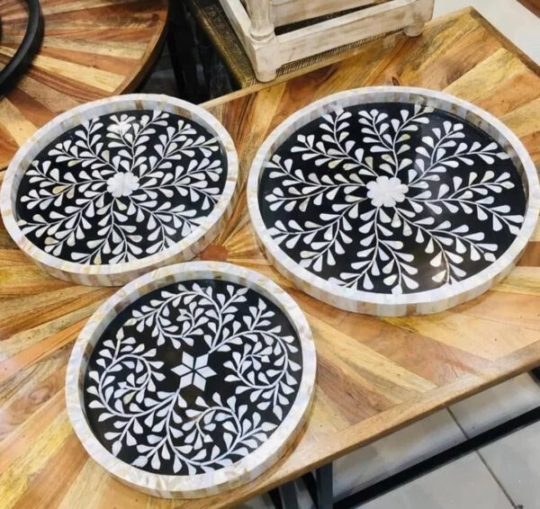 black and white bone inlay tray