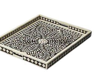 bone inlay tray with handle