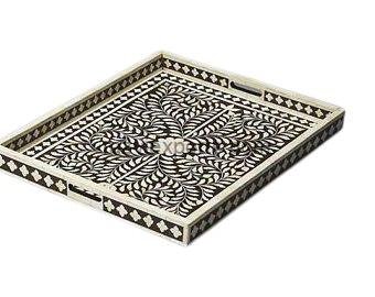 bone inlay tray with handle