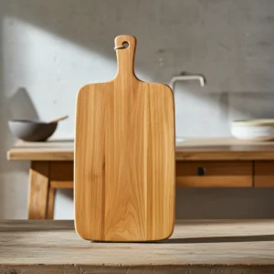 Solid teak wood serving and cutting board showcasing natural finish