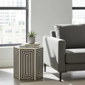 Decorative bone inlay bedside table for modern bedroom décor