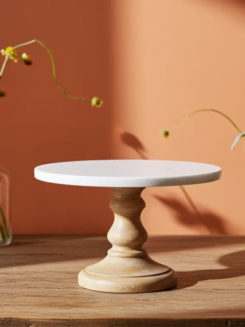 Acacia wood marble cake stand 10x10x5 inch size