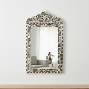 decorative bone inlay dressing mirror with traditional arabesque floral pattern and custom colors
