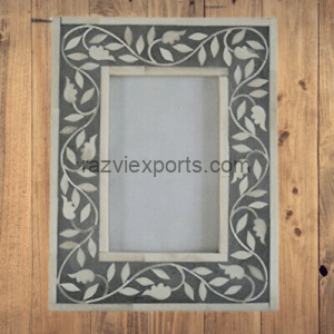 Floral Gray Bone Inlay Photo Frames