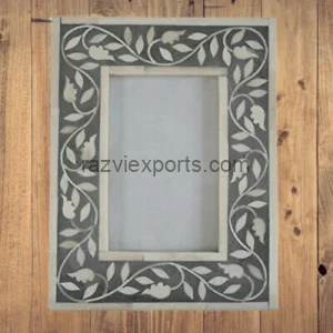 Floral Gray Bone Inlay Photo Frames