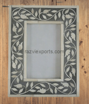 New Floral Gray Bone Inlay Photo Frames 5×7″