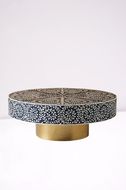 Bone and Mother of Pearl Inlay Products Catalouge 27 Floral round bone inlay table Coffe Table supplier in India