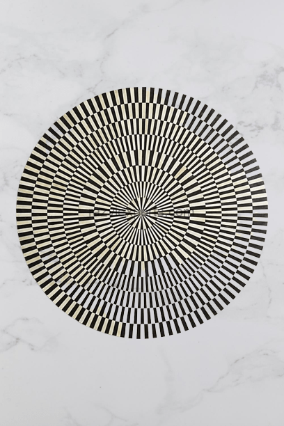 Geometric Black Bone Inlay Round Tables For Home Furniture 2 Geometric Black Bone Inlay Round Tables