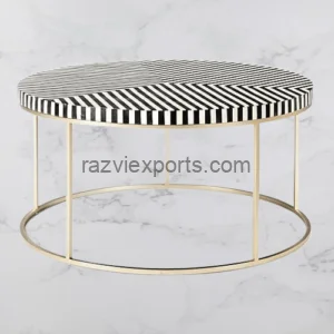 Beautiful Metal Stand Bone Inlay Table