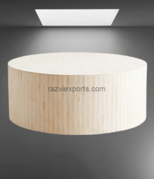 Geometric White Bone Inlay Round Tables For Home Furniture