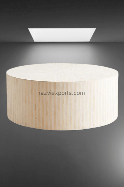 White Bone Inlay Round Tables For Home
