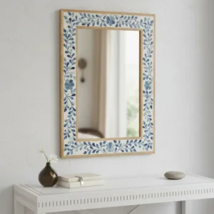 decorative botanical floral bone inlay mirror for living room bedroom and entryway