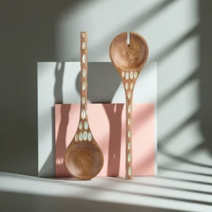 Custom engraved wooden spoon sets used as mango wood server set