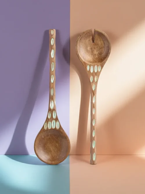 Custom engraved wooden spoon sets 12 inch made from mango wood